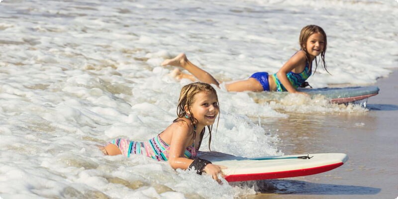 boogie boarding with kids